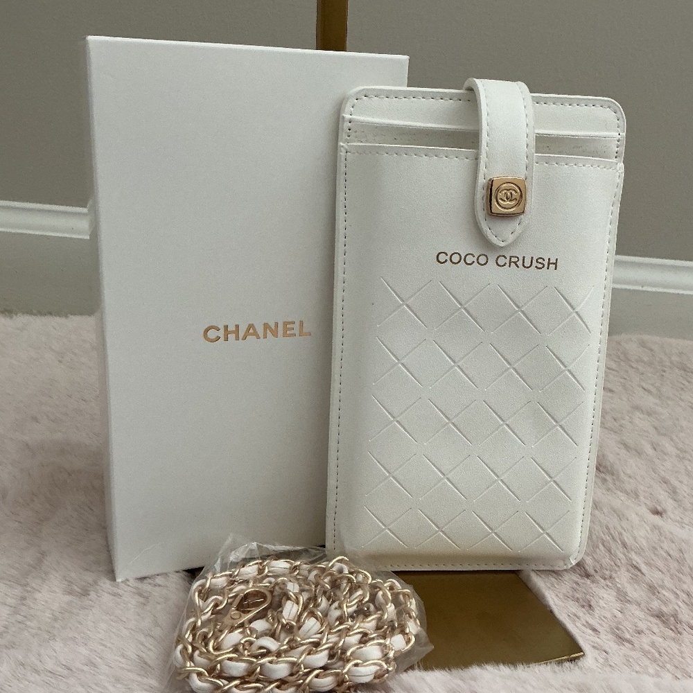 SOLD OUT 3 GWP  CHANEL COCO CRUSH CELL PHONE HOLDER with Crossbody chain.